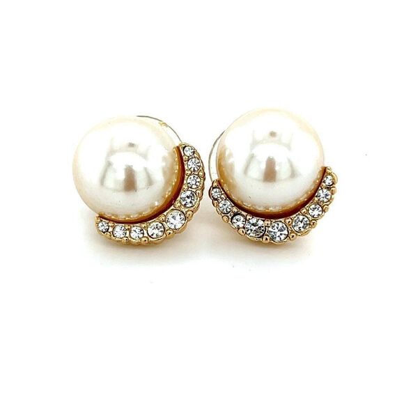 Pearl & Rhinestones Earrings - Picture 1 of 6